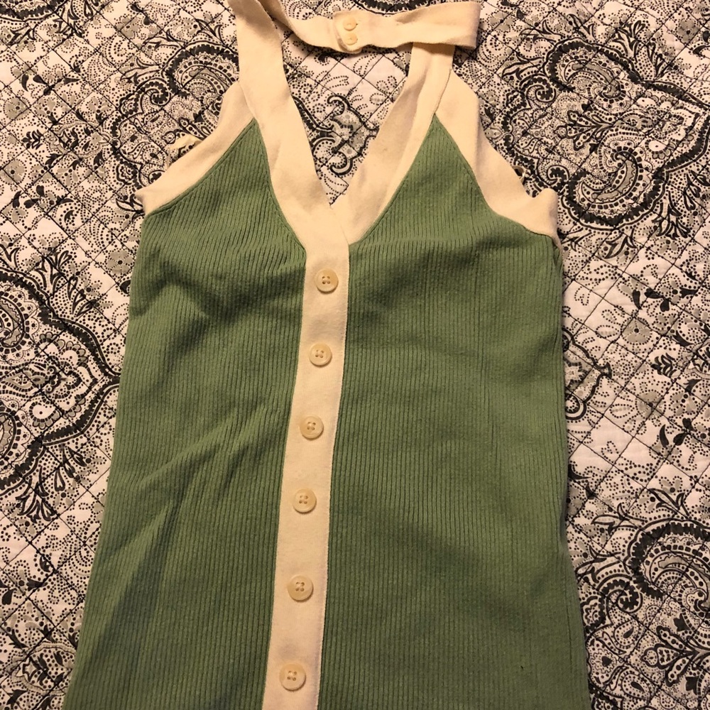 Cute pin up green and white edged halter